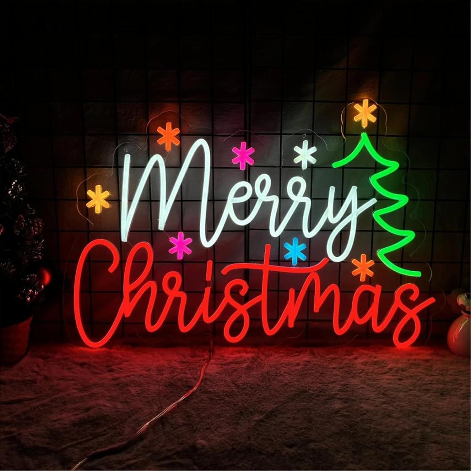 Lighting Decoration Ideas For Home - Merry Christmas Neon Sign with Colorful