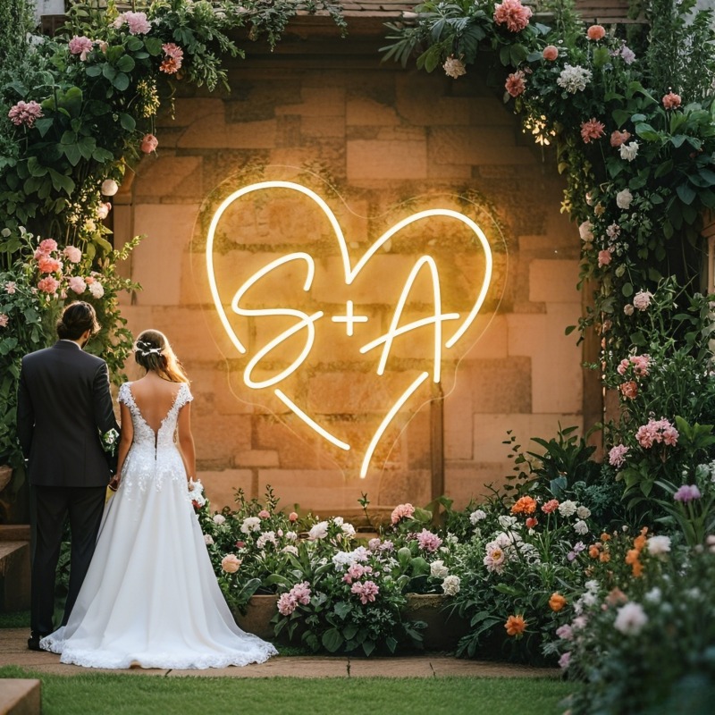 Lighting Decor Ideas - Custom Initials Heart LED Neon Sign,