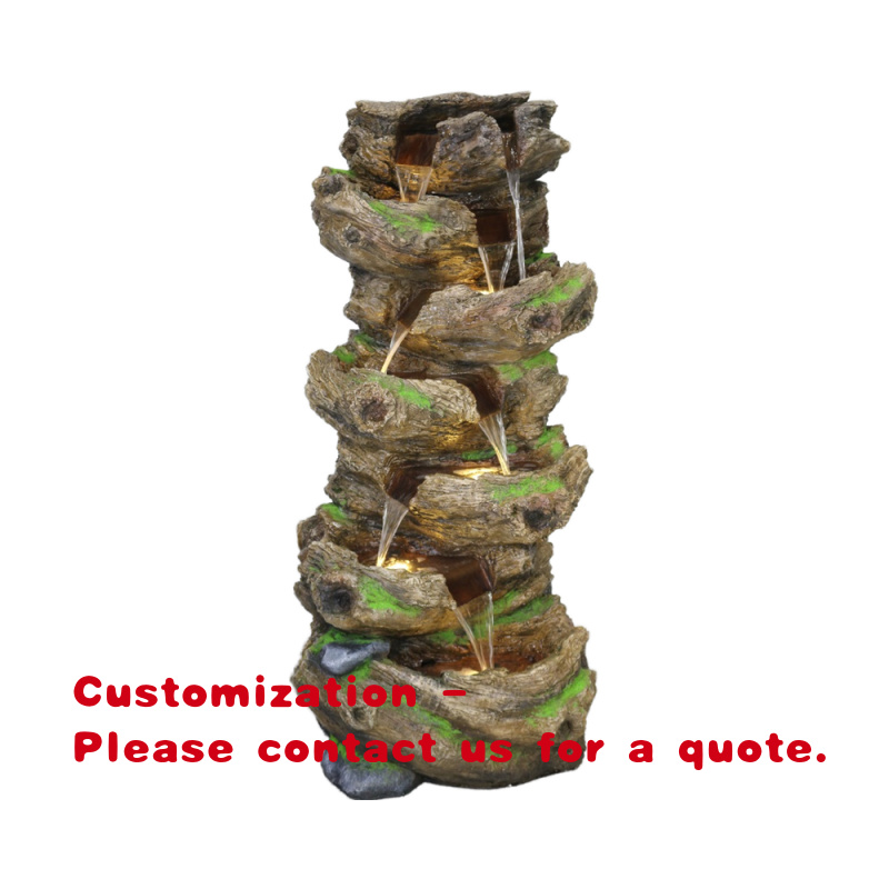 Elements Lighting Decor - custom.LED Lights-Storey Wooded Fountain Characteristic Waterfall