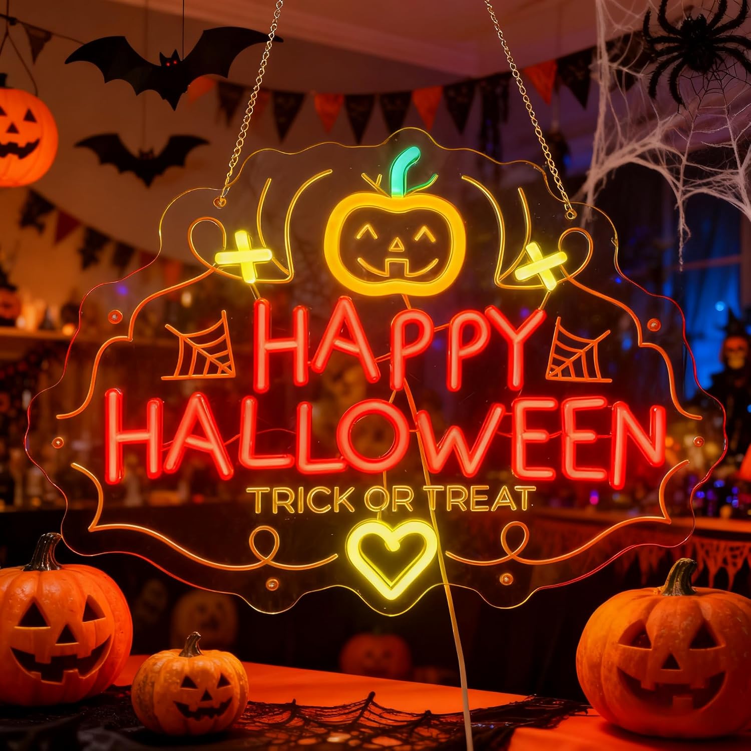 Home Decor Lighting Tricks - Happy Halloween Trick Or Treat LED