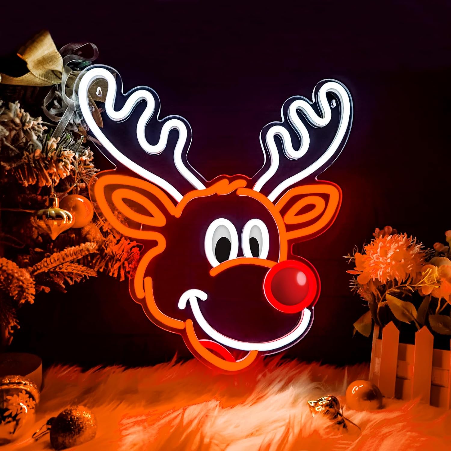 Lighting Decoration Ideas For Home - Cute Christmas Reindeer Neon Sign with