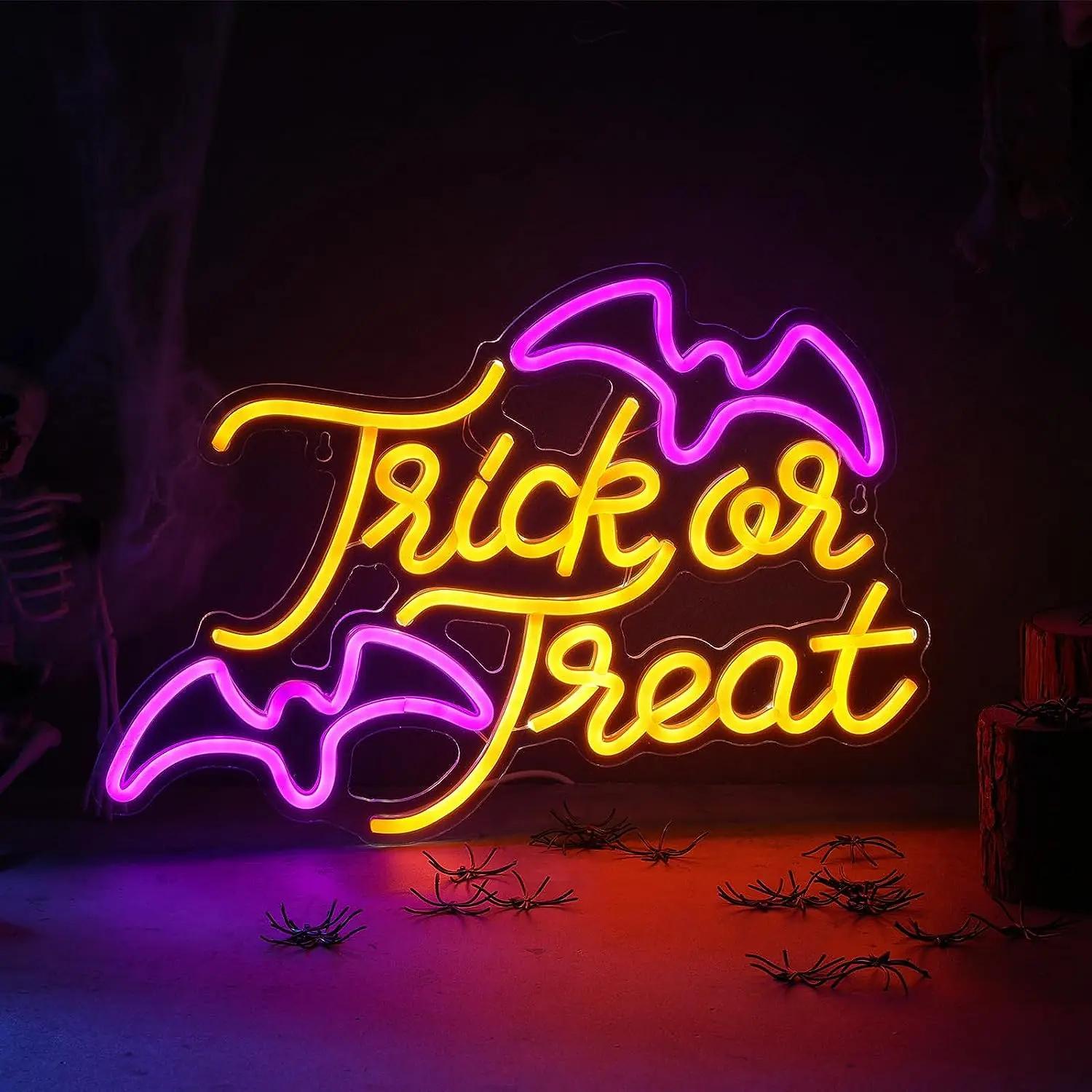 Home Decor Lighting Tricks - Trick or Treat Bat Neon Light