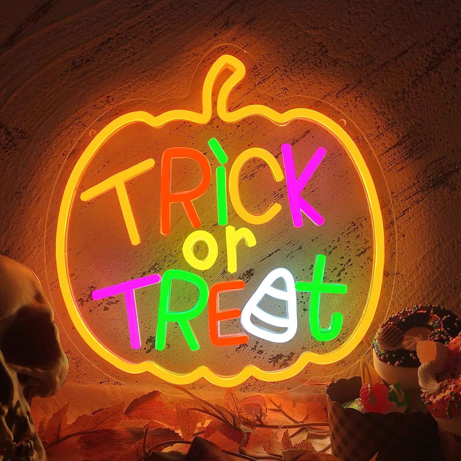 Trick or Treat Neon Sign with  - Home Decor Lighting Tricks ulasan dan harga