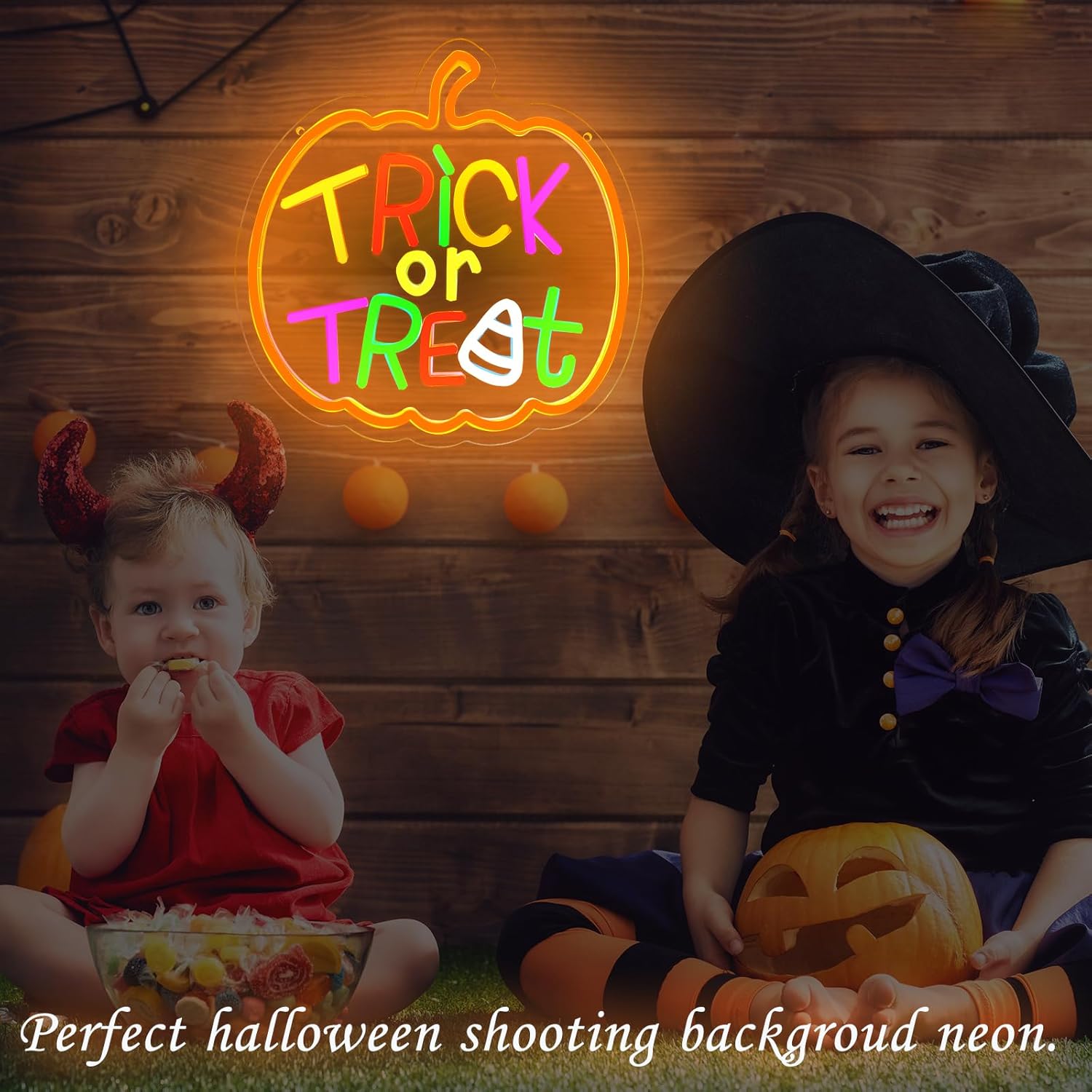 Trick or Treat Neon Sign with  - Home Decor Lighting Tricks ulasan dan harga