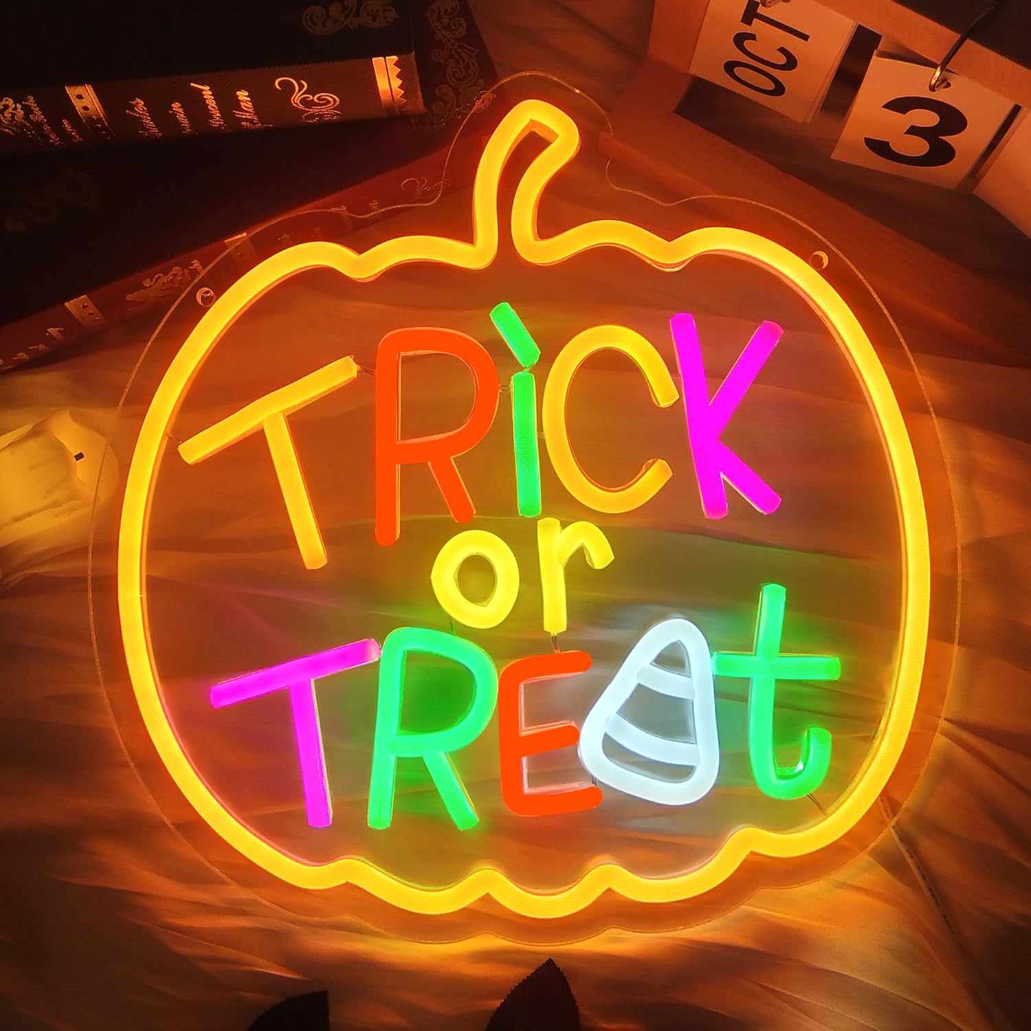 Trick or Treat Neon Sign with  - Home Decor Lighting Tricks ulasan dan harga