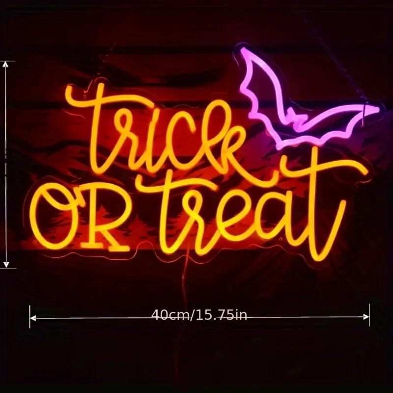 Trick or Treat Neon Sign Light - Home Decor Lighting Tricks ulasan dan harga