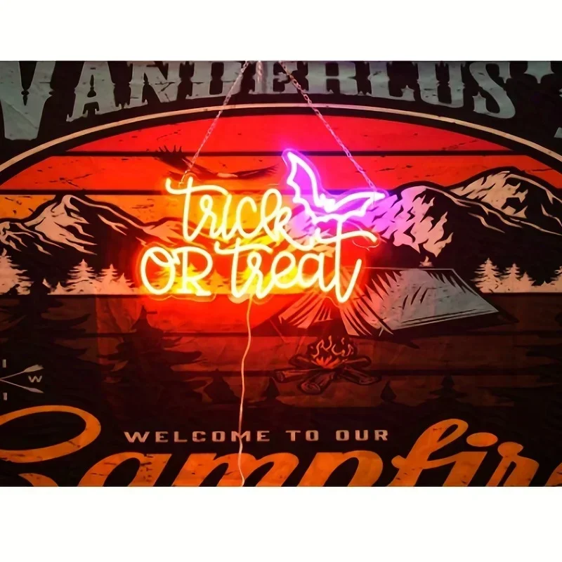 Trick or Treat Neon Sign Light - Home Decor Lighting Tricks ulasan dan harga