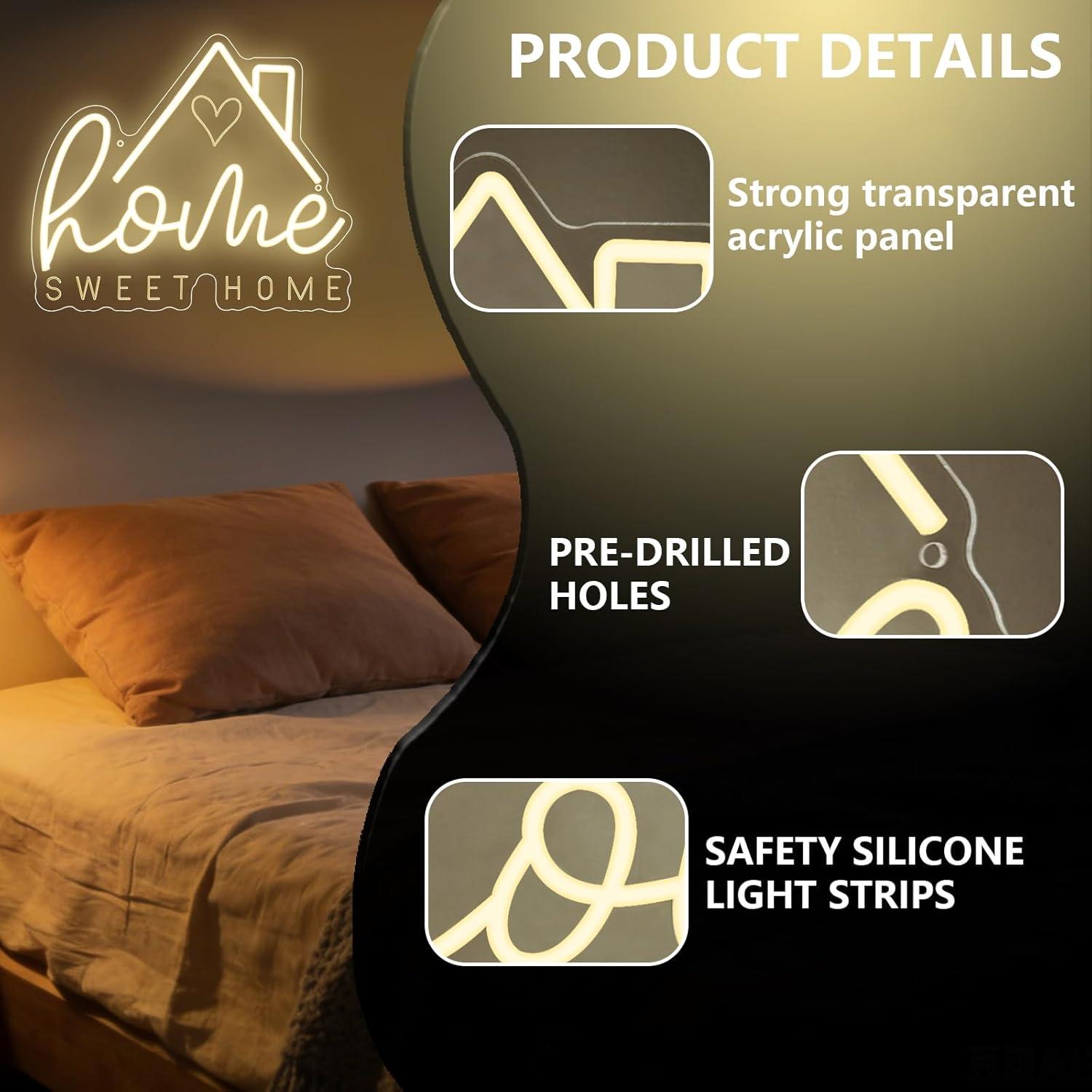 Sweet Home Neon Sign USB Dimma - Lighting Decor House ulasan dan harga
