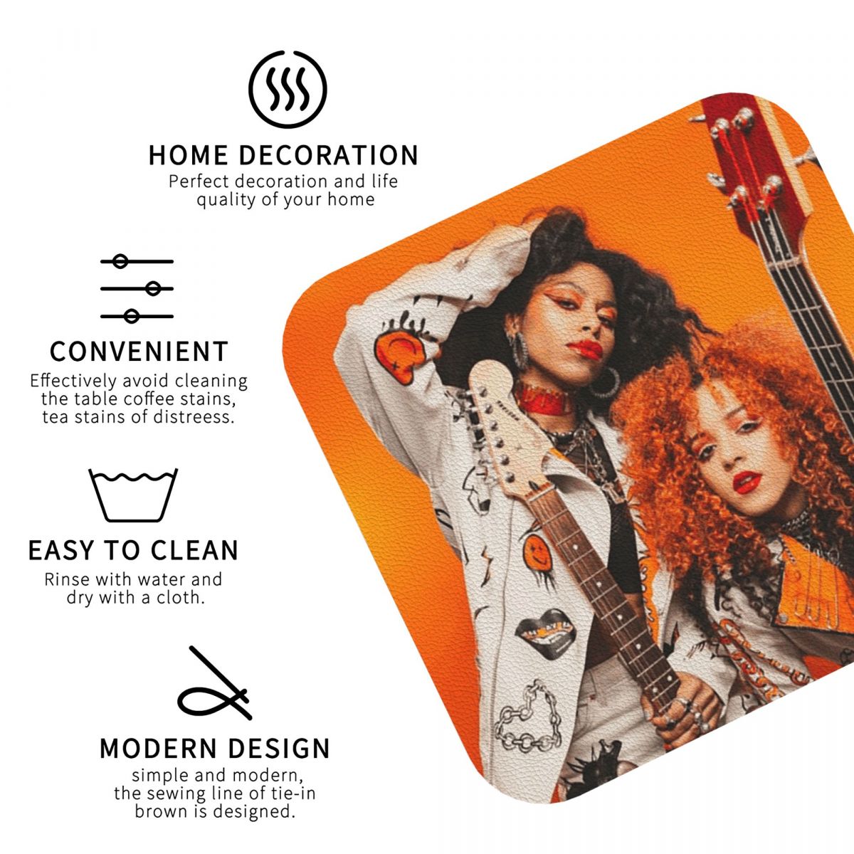 Nova Twins Coasters PVC Leathe - Nova Decor & Lighting Juletrelys ulasan dan harga