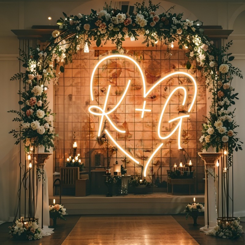 Custom Initials Heart LED Neon - Lighting Decor Ideas ulasan dan harga