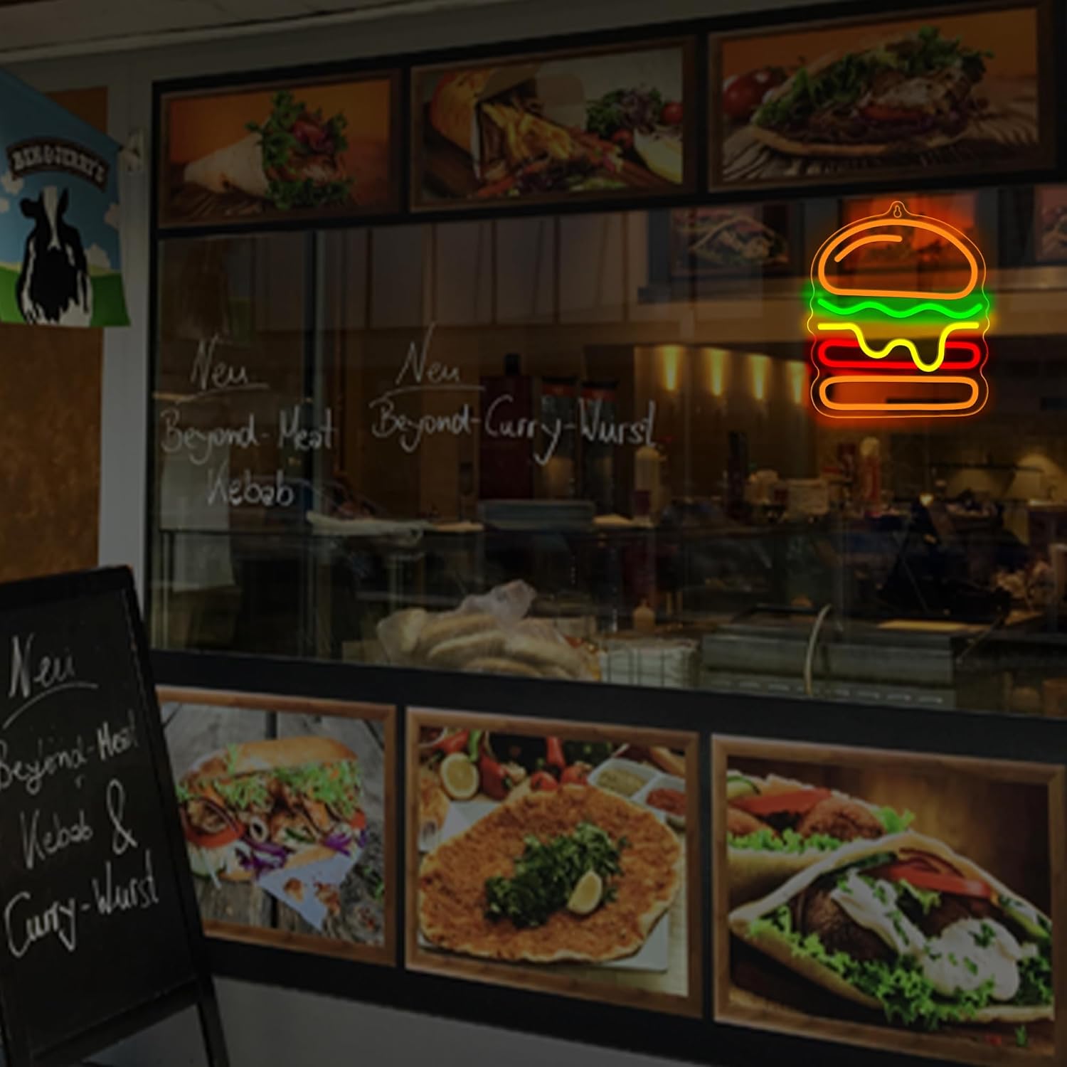 Burger Neon Sign with Layered  - Lighting Decoration Ideas For Home ulasan dan harga