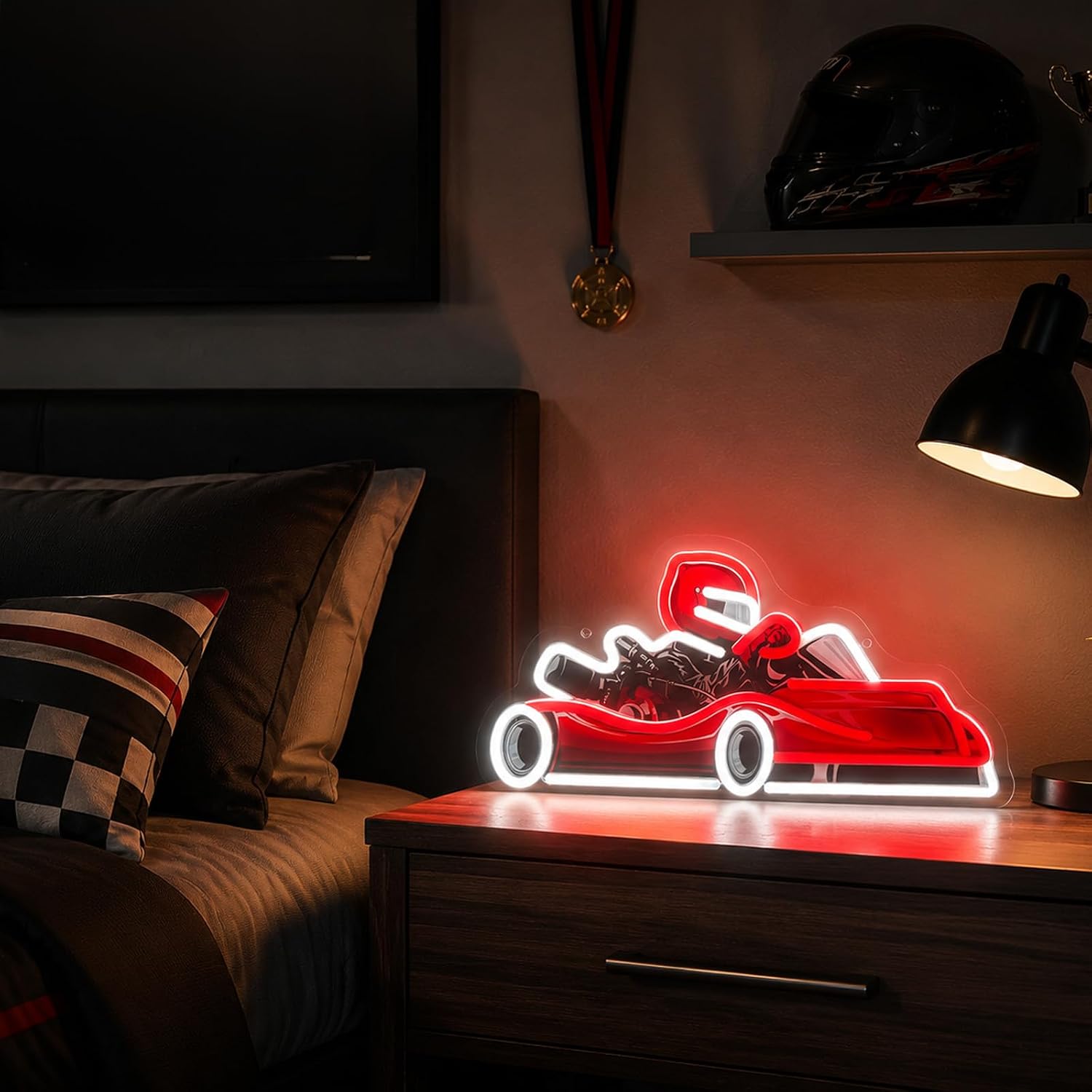 Go Kart Racer LED Neon Sign US - Decor Kart Lighting ulasan dan harga