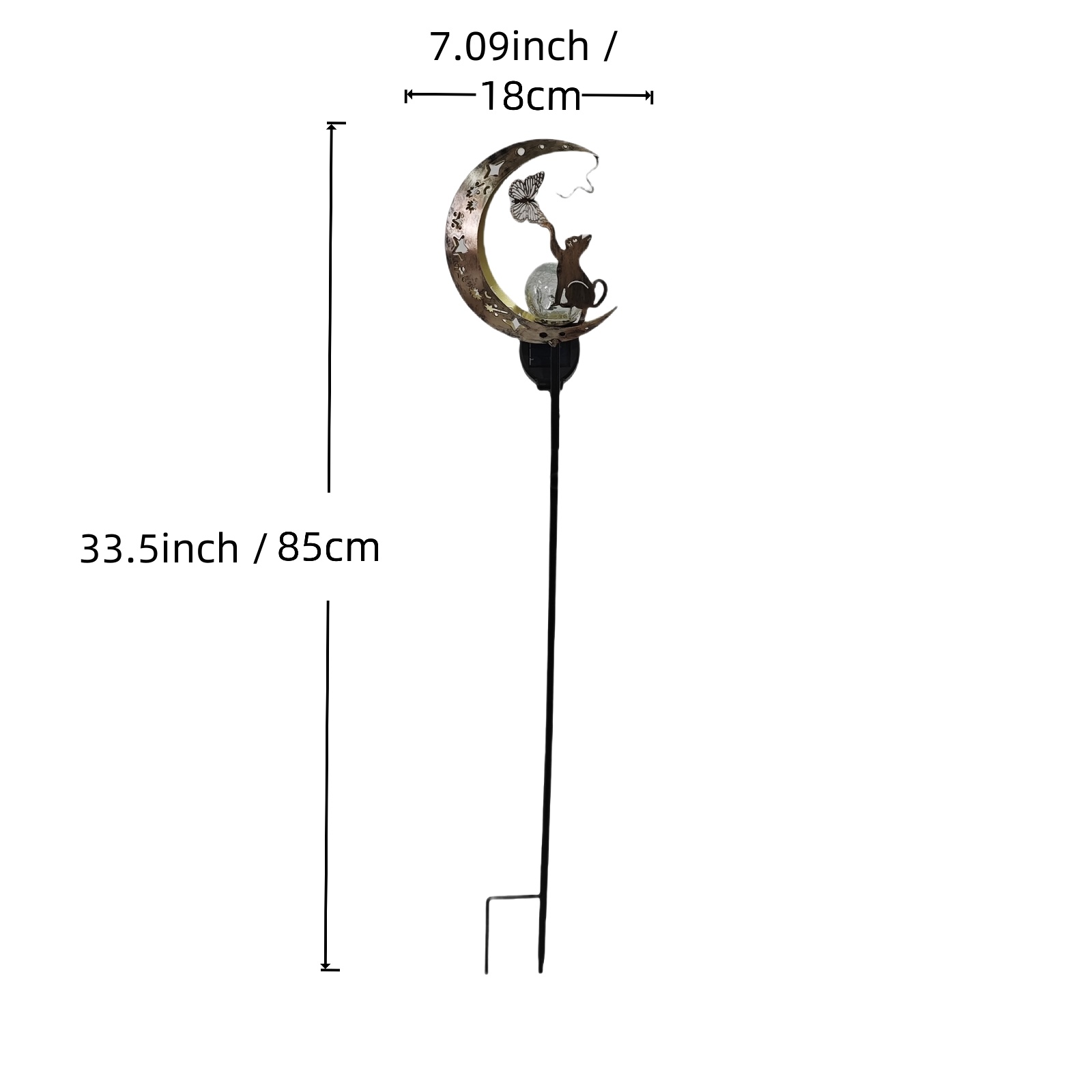 1 PC Cat Moon Solar Light Iron - Elements Lighting Decor ulasan dan harga