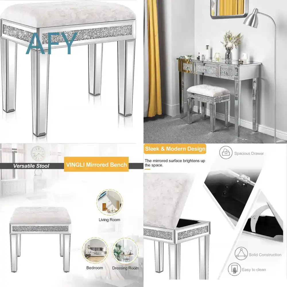 Upholstered Velvet Mirror Dres - Muji Home Storage ulasan dan harga